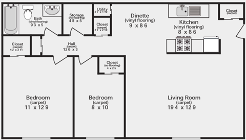 2 Bedroom 1 Bathroom Bloomington